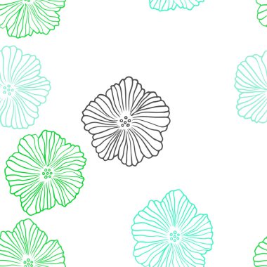 Işık yeşil vektör sorunsuz zemin çiçek ile. Modern soyut illüstrasyon çiçekli. Doku pencere Panjur, perdeler için.