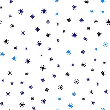 Koyu mavi renkli kar taneleri ile sorunsuz doku vektör. Soyut şablonundaki kar ile renkli resimde parlayan. Tasarım için duvar kağıdı, kumaş üreticileri.