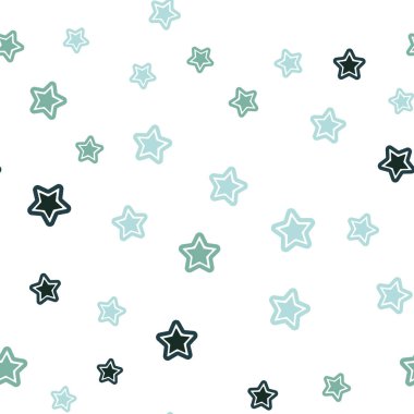 Açık mavi, yeşil vektör sorunsuz kapak ile küçük ve büyük yıldız. Yıldız ile renkli illüstrasyon parlayan. Tasarım için duvar kağıdı, kumaş üreticileri.