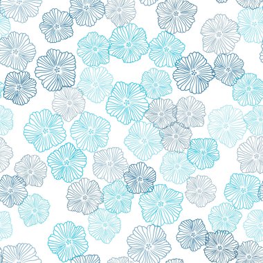 Koyu mavi çiçekli Dikişsiz doğal desen vektör. Renkli resimde doodle tarzı çiçekli. Desen tasarım kumaş, duvar kağıtları.