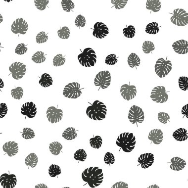 Işık gri vektör sorunsuz doodle şablon yaprakları ile. Doodle yaprakları gradyan ile Origami tarzında Illustration. Desen için modaya uygun kumaş, duvar kağıtları.