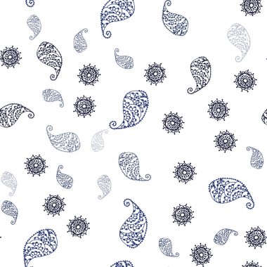 Koyu mavi vektör yaprak ve çiçek ile seamless zarif modeli. Renkli resimde doodle tarzı yaprakları, çiçekleri ile. Desen tasarım kumaş, duvar kağıtları.