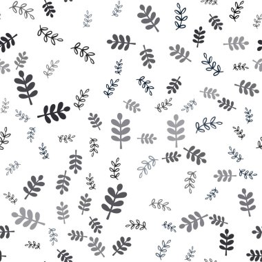 Yaprakları, koyu mavi vektör sorunsuz doğal artalanla dalları. Renkli resimde doodle tarzı yapraklar, dallar ile. Kartvizit, Web siteleri için şablon.