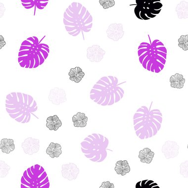 Çiçekler, yapraklar ile koyu mor vektör sorunsuz doodle doku. Beyaz arka plan üzerinde Hint tarzı dekoratif tasarım. Kartvizit, Web siteleri için şablon.