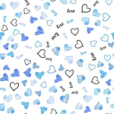 Hafif mavi vektör ifade Love You, kalpleri ile sorunsuz zemin. Renkli gradyan ifade Love You, kalpleri soyut tarzda. Kartvizit, Web siteleri için şablon.