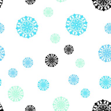 Açık mavi, yeşil vektör sorunsuz doku renkli kar taneleri ile. Kristalleri ile glitter soyut Illustration buz. Kartvizit, Web siteleri için şablon.