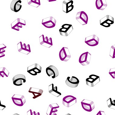 Açık mavi, kırmızı vektör alfabe 3d belirtileri ile sorunsuz arka plan. Soyut resim 3d Abc sembolleri ile. Tasarım için duvar kağıdı, kumaş üreticileri.