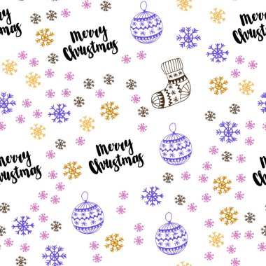 Açık mavi, kırmızı vektör Noel kar taneleri, toplar, çorap, eldiven ile seamless modeli. Renkli resimde Noel tarzda parlayan. Tasarım için duvar kağıdı, kumaş üreticileri.