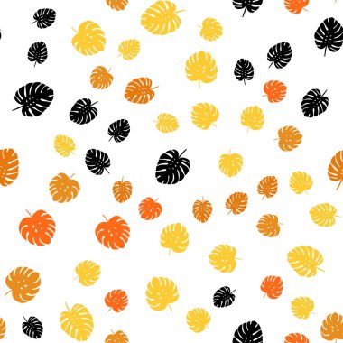 Işık turuncu vektör sorunsuz doodle arka plan yaprakları ile. Hint tarzı ile bulanık dekoratif tasarım bırakır. Desen için modaya uygun kumaş, duvar kağıtları.