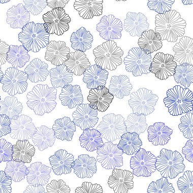 Hafif mavi vektör çiçekli sorunsuz zarif şablonu. İllüstrasyon soyut doodle renkli çiçekli. Kartvizit, Web siteleri için şablon.