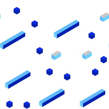 Mavi vektör kesintisiz, izometrik arka plan ile dikdörtgen ışık. Glitter soyut resim dikdörtgen şekiller ile. Desen için modaya uygun kumaş, duvar kağıtları.