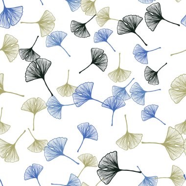 Açık mavi, sarı vektör sorunsuz zarif arka plan yaprakları ile. bulanık arka plan gradyan ile yapraklarda. Doku pencere Panjur, perdeler için.