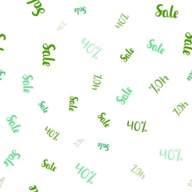 Işık yeşil vektör 40 yüzde işaretleri ile seamless modeli. Soyut illüstrasyon renkli gradyan sembolleri satış ile. Mega promosyonlar için fon indirimler.