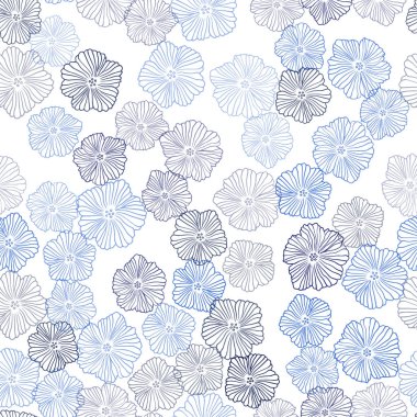 Koyu mavi vektör sorunsuz doodle zemin çiçek ile. Soyut illüstrasyon karalamalar tarzı çiçekli. Desen tasarım kumaş, duvar kağıtları.