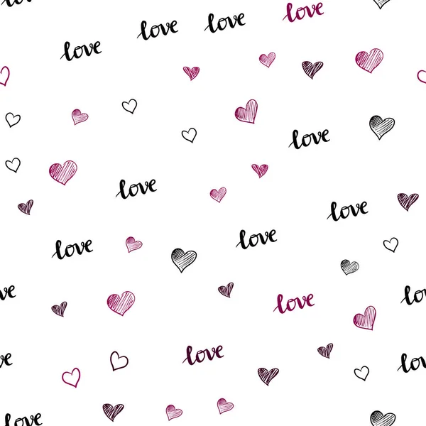 濃いピンクは 心の言葉でシームレスな背景をベクトルします フレーズ愛あなたは バレンタインの日に心のイラスト ファブリック 壁紙のデザインのパターン — ストックベクタ