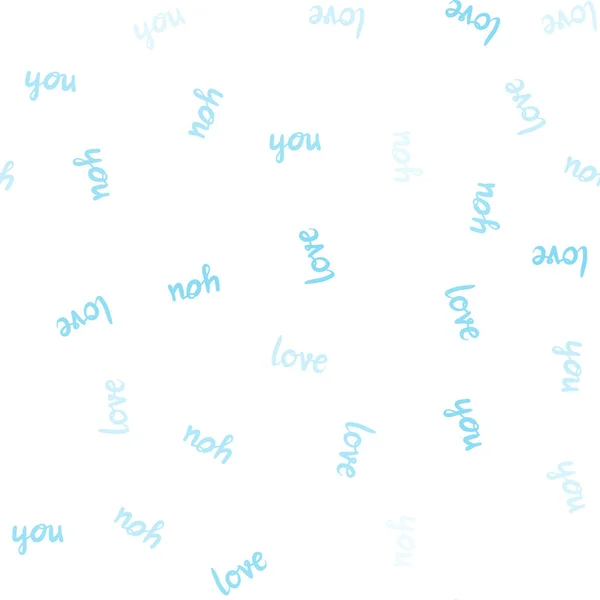 Ljus Blå Vektor Sömlös Mall Med Text Love You Illustration — Stock vektor
