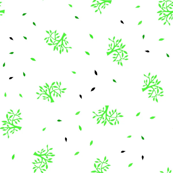 Modèle Doodle Sans Couture Vecteur Vert Clair Avec Feuilles Branches — Image vectorielle