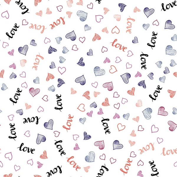 Licht Multicolor Vector Naadloze Textuur Met Woorden Love You Harten — Stockvector