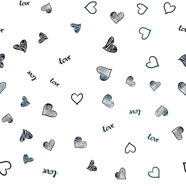 Dark Green Vector Seamless Pattern Phrase Love You Hearts Illustration — Stock Vector
