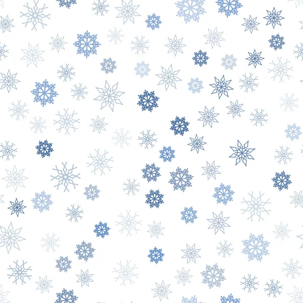 色雪の結晶ライト青ベクトル シームレスなテクスチャです 輝く色のクリスマス スタイルで雪の図 トレンディなファブリック 壁紙のパターン — ストックベクタ