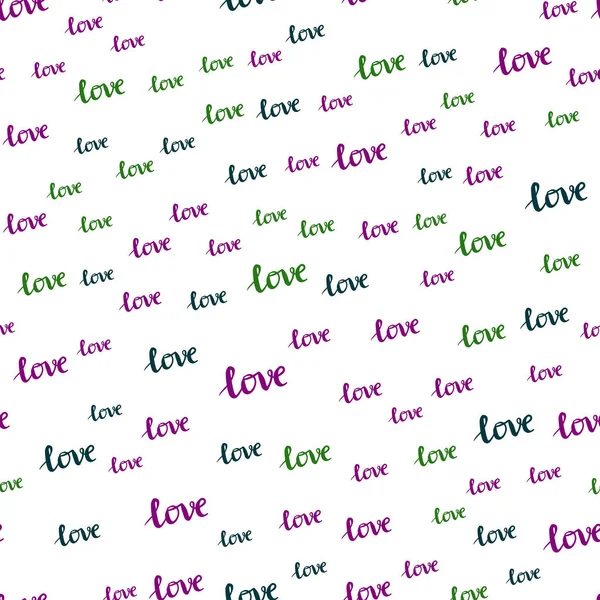 Dark Multicolor Vector Seamless Pattern Phrase Love You Illustration Phrase — Stock Vector