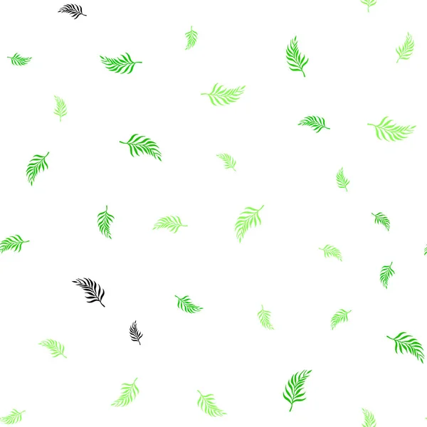 Modèle Doodle Sans Couture Vecteur Vert Clair Avec Des Feuilles — Image vectorielle