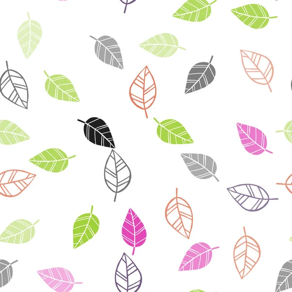 Heller Mehrfarbiger Vektor Nahtloser Abstrakter Hintergrund Mit Blättern Blätter Auf — Stockvektor