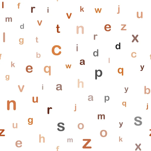 光橙色矢量无缝模式与 Abc 模糊的设计在简单的风格与字母表的标志 壁纸设计 — 图库矢量图片