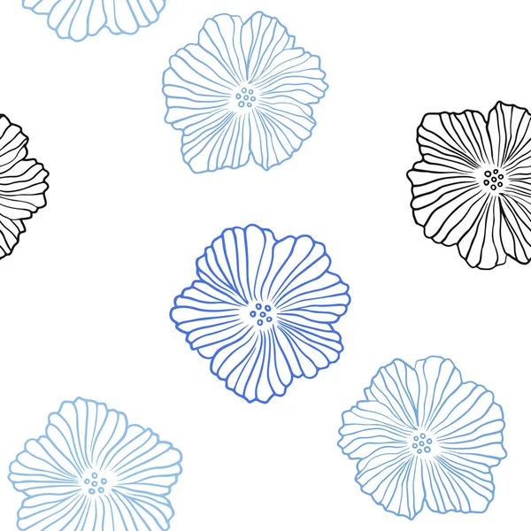 Hellblaue Vektor Nahtlose Doodle Vorlage Mit Blumen Illustration Mit Bunten — Stockvektor