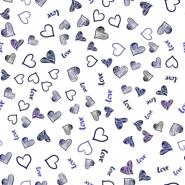 Koyu pembe, mavi alıntı Love You, kalpleri ile sorunsuz kapak vektör. Aşk, kalpleri soyut tarzda Illustration kelimelerle. Doku pencere Panjur, perdeler için.