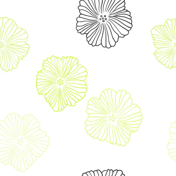 Açık yeşil, sarı vektör sorunsuz doodle şablon çiçekli. Beyaz arka plan üzerinde doğal tarzı çiçeklenir. Tasarım için duvar kağıdı, kumaş üreticileri.