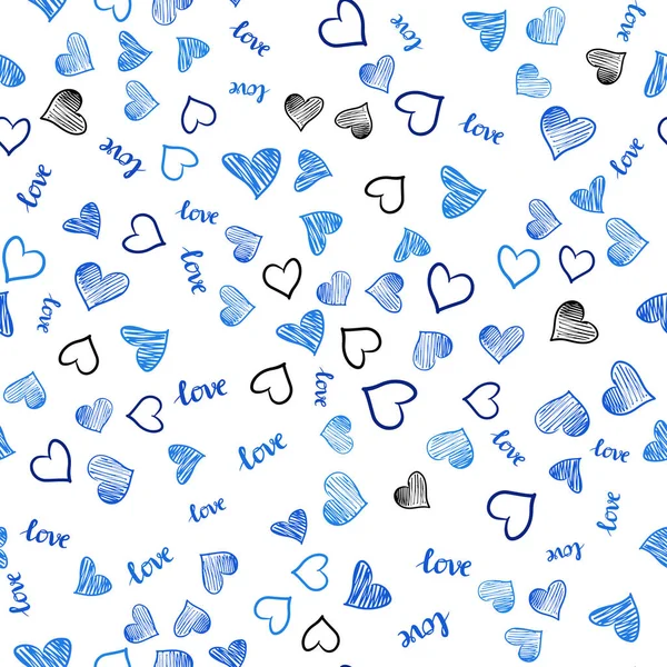 Light Blue Vector Seamless Backdrop Phrase Love You Hearts Romantic — Stock Vector