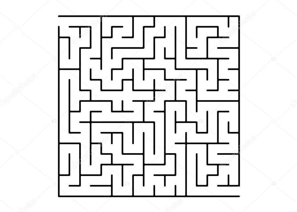 White vector layout with a black maze, riddle. Black and white maze in a simple style. Concept for pazzle, labyrinth books, magazines.