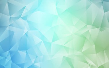 Açık mavi, vektör degrade üçgenler şablon yeşil. Renkli resimde üçgenler ile soyut tarzda. Afiş için tamamen yeni şablon.