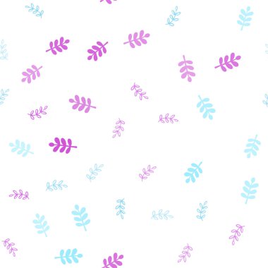 Açık mavi, kırmızı vektör sorunsuz doodle doku yaprakları ile. Belirsiz bir soyut illüstrasyon yaprakları karalamalar tarzı ile. Kartvizit, Web siteleri için şablon.