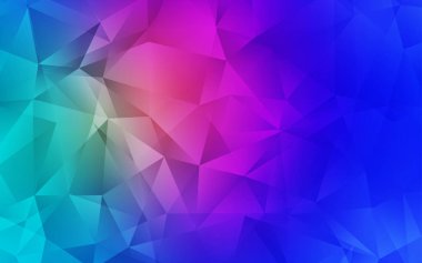 Açık mavi, kırmızı vektör çokgen arkaplan. Üçgenli renkli soyut çizimler. Dizaynınız için üçgen desen.