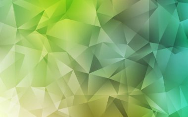 Üçgen arka plan parlayan ışık yeşil vektör. Çokgen şekilleri ile bir örnek. Afiş için tamamen yeni şablon.