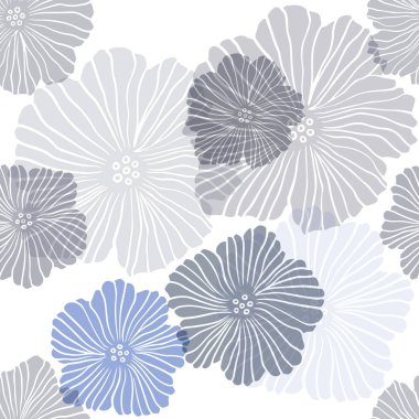 Koyu mavi çiçekler ile sorunsuz zemin vektör. İllüstrasyon soyut doodle renkli çiçekli. Desen tasarım kumaş, duvar kağıtları.