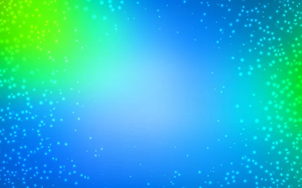 Hellblauer Grüner Vektorhintergrund Mit Galaxiensternen Leuchtend Farbige Illustration Mit Hellen — Stockvektor
