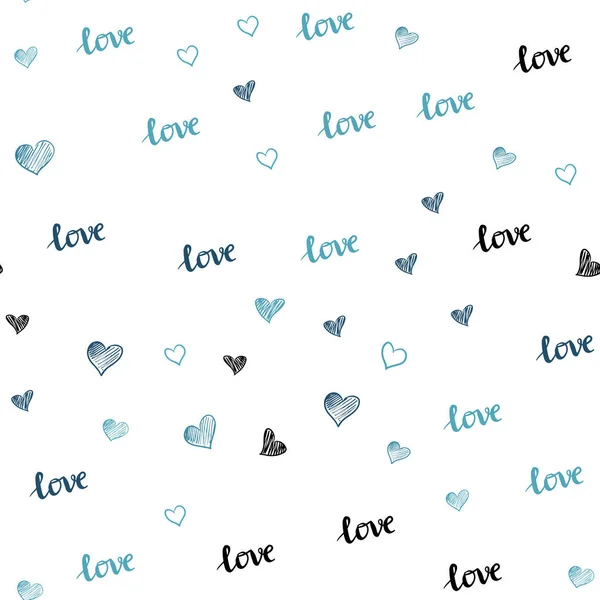 Texture Transparente Vecteur Bleu Clair Avec Des Mots Love You — Image vectorielle