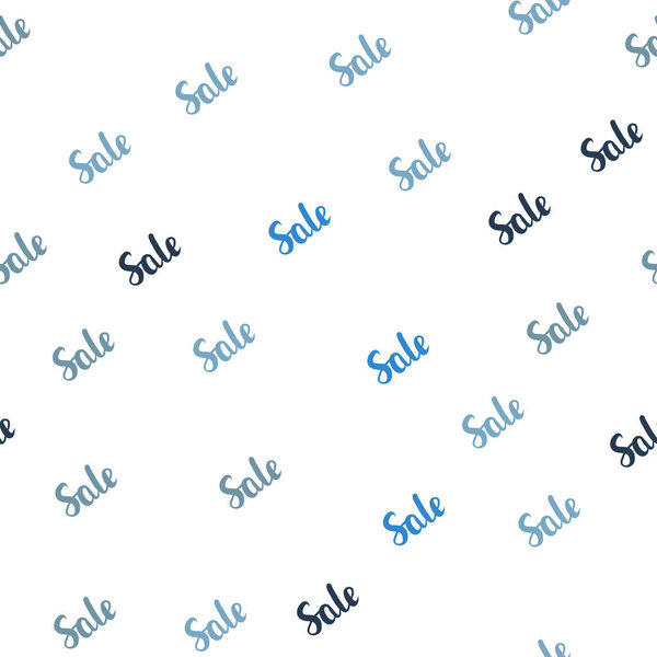 Light BLUE vector seamless pattern with sale signs. Gradient illustration with discount signs on white backdrop. Backdrop for super sales on Black Friday.