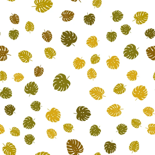 Verde Escuro Vetor Amarelo Design Abstrato Sem Costura Com Folhas — Vetor de Stock