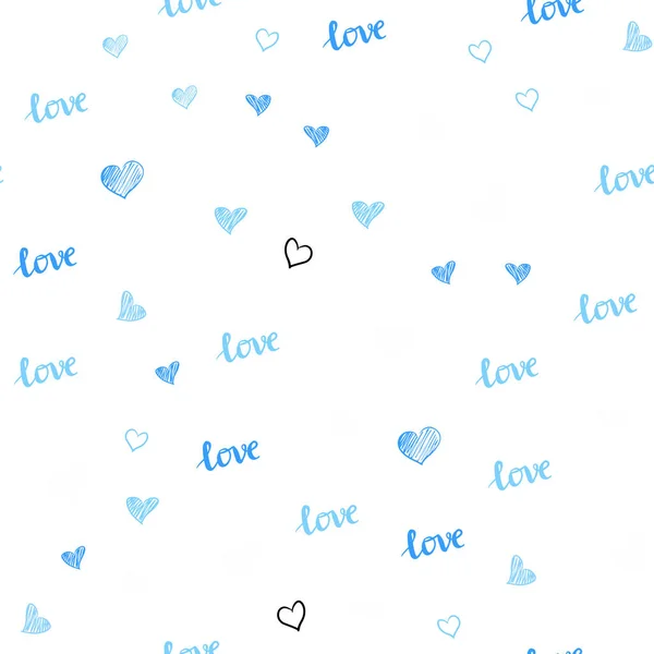 Vecteur Bleu Clair Motif Sans Couture Avec Phrase Love You — Image vectorielle