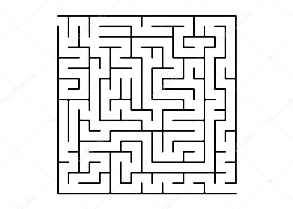 White vector pattern with a black labyrinth. Maze design in a simple style on a white background. Concept for making right choices.