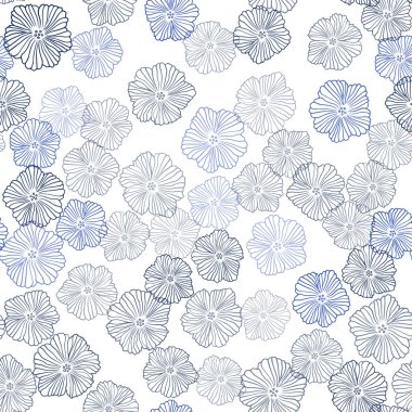 Çiçekler ile koyu mavi vektör Dikişsiz Doodle zemin. Beyaz arka planda gradyan ile çiçekler. Moda kumaş, duvar kağıtları için desen.
