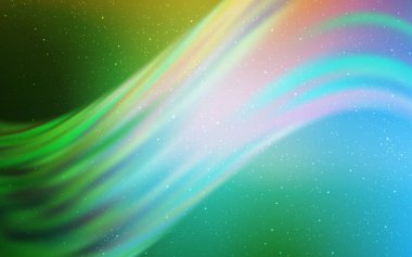 Açık mavi, galaksi yıldızları ile yeşil vektör arka plan.