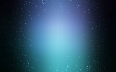 Koyu mavi, gece gökyüzü yıldızları ile yeşil vektör deseni. Soyut şablonda gökyüzü yıldızlarıyla Shining Illustration. İş reklamınız için akıllı tasarım.