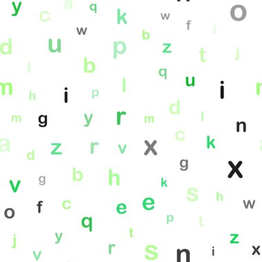 İzole harfler ile açık yeşil vektör Dikişsiz şablon. Renkli Latin alfabesi ile soyut Illustration. Tekstil, kumaş, duvar kağıtları için tasarım.