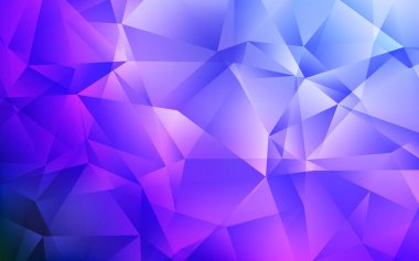 Açık Pembe, Mavi vektör düşük poli düzeni. Zarif üçgenleri olan soyut çizimler. Bir markanın arkaplanı için desen.