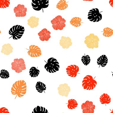 Açık turuncu vektör Dikişsiz zarif çiçekler, yaprakları ile şablon. Yaprakları ve çiçekler ile renkli Illustration Shining. Tekstil, kumaş, duvar kağıtları için tasarım.